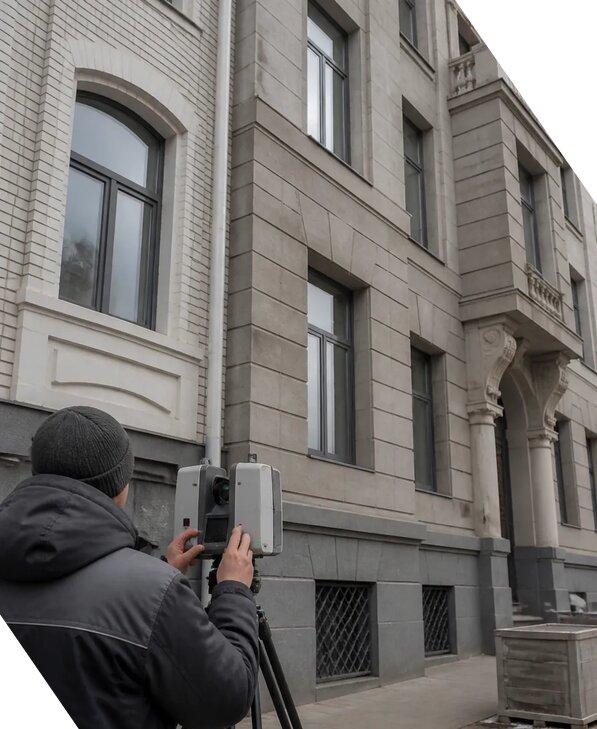Лазерное сканирование фасадов зданий для обследования в Новошахтинске